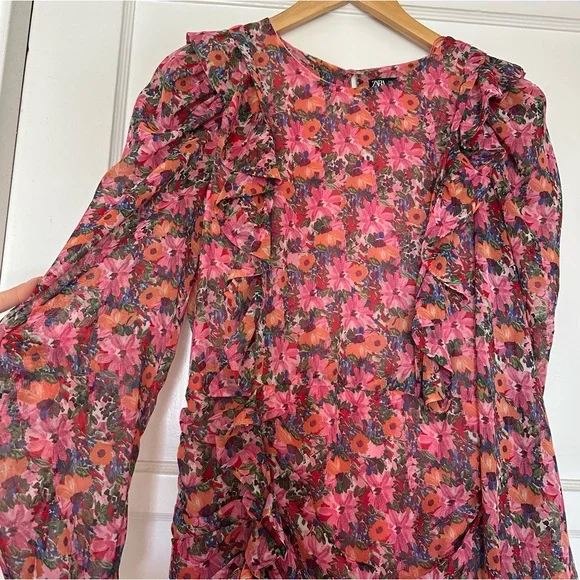 ZARA ruched floral mini dress blogger fave